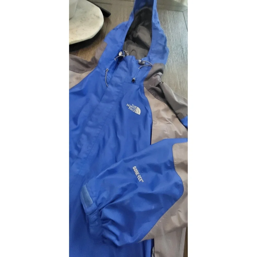 Vintage 90s The North Face Men's Gore-Tex Mountain Jacket Blue Black Hooded L